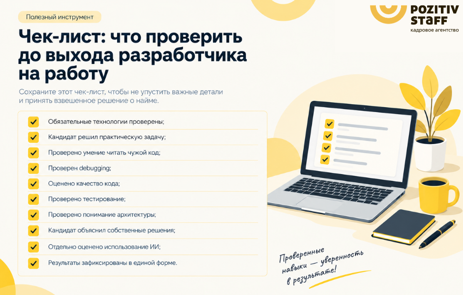 чек лист для проверки навыков разработчика